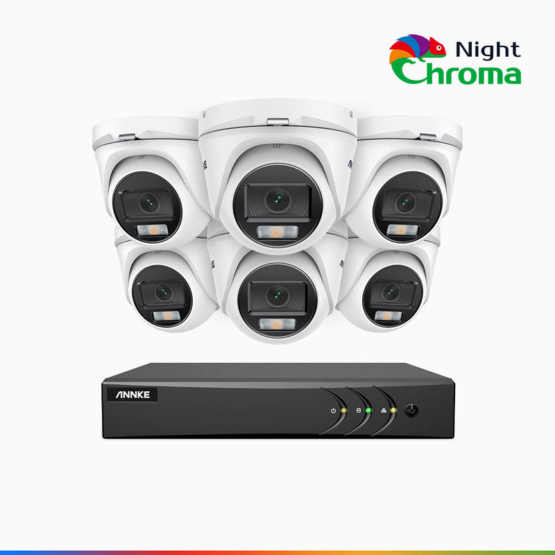 NightChroma<sup>TM</sup> NAK200 - 1080P 8 Channel 6 Camera Wired CCTV System, Acme Color Night Vision, f/1.0 Super Aperture, 0.001 Lux, 121° FoV, Active Alignment