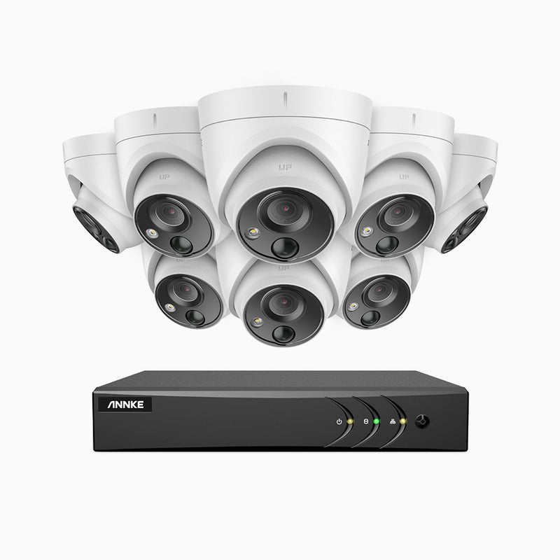 EP200 - Kit de 8 cámaras PIR de vigilancia 1080p con grabador de 8 canales, H.265+ Smart DVR con detección humana y de vehículos, lente de 2.8 mm, visión nocturna 30 metros