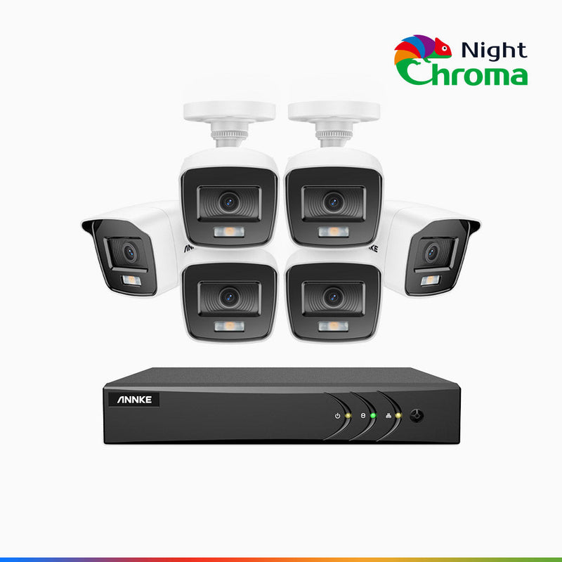 NightChroma<sup>TM</sup> NAK200 - 1080P 8 Channel 6 Camera Wired CCTV System, Acme Color Night Vision, f/1.0 Super Aperture, 0.001 Lux, 121° FoV, Active Alignment