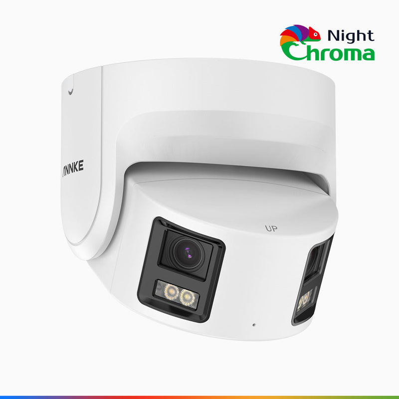 NightChroma<sup>TM</sup> NCD800 - Cámara de vigilancia panorámica PoE de doble lente 4K, con apertura súper rápida f/1.0, visión nocturna en color, detección de humanos y vehículos, análisis de comportamiento inteligente, micrófono incorporado