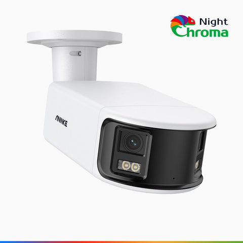 NightChroma<sup>TM</sup> NCD800 - Cámara de vigilancia panorámica PoE de doble lente 4K, con apertura súper rápida f/1.0, visión nocturna en color, detección de humanos y vehículos, análisis de comportamiento inteligente, micrófono incorporado