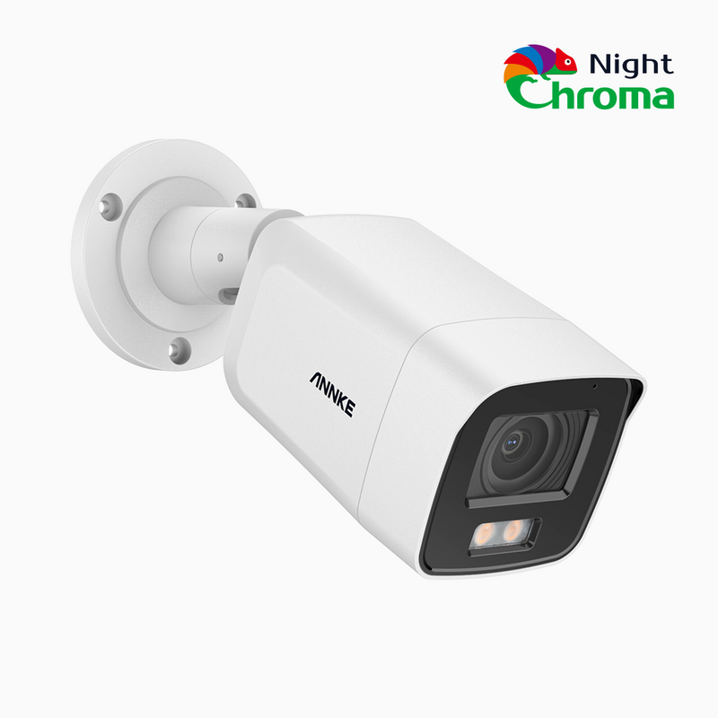 NightChroma<sup>TM</sup> NC800 - Cámara de vigilancia IP PoE exterior de 4K, Color Visión Nocturna, Súper apertura f/1.0 (0.0005 Lux), detección de personas y vehículos, análisis de comportamiento inteligente, micrófono incorporado, funciona con Alexa