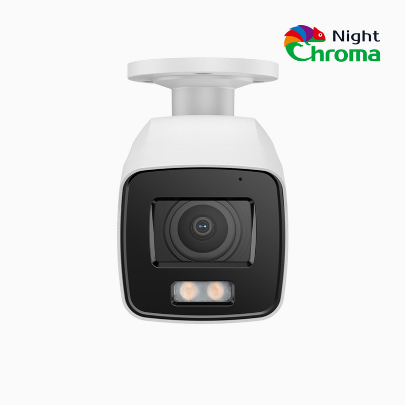 NightChroma<sup>TM</sup> NC800 - Cámara de vigilancia IP PoE exterior de 4K, Color Visión Nocturna, Súper apertura f/1.0 (0.0005 Lux), detección de personas y vehículos, análisis de comportamiento inteligente, micrófono incorporado, funciona con Alexa