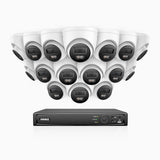 H1200 - Kit de 16 cámaras de vigilancia PoE de 4K 12MP con videograbador NVR de 16 canales, EXIR Visión Nocturna, detección de humanos y vehículos, H.265+, micrófono incorporado, almacenamiento local máximo de 512 GB, IP67