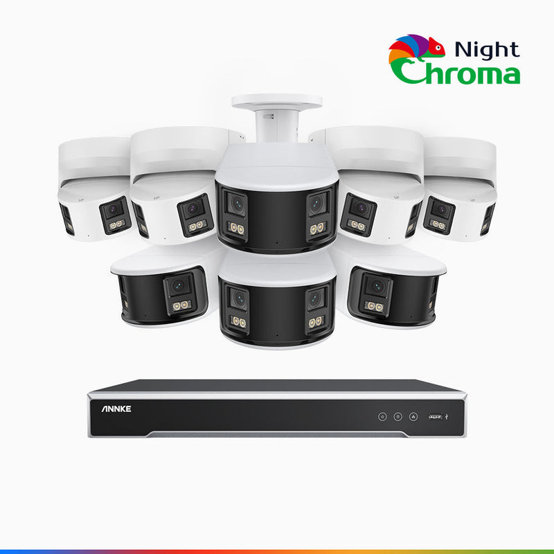 NightChroma<sup>TM</sup> NDK800 – Kit de vigilancia PoE de 4K con 4 cámara bullet y 4 cámaras domo y videograbador NVR de 8 canales, panorámica doble lente, visión nocturna en color, detección de humanos y vehículos, micrófono incorporado